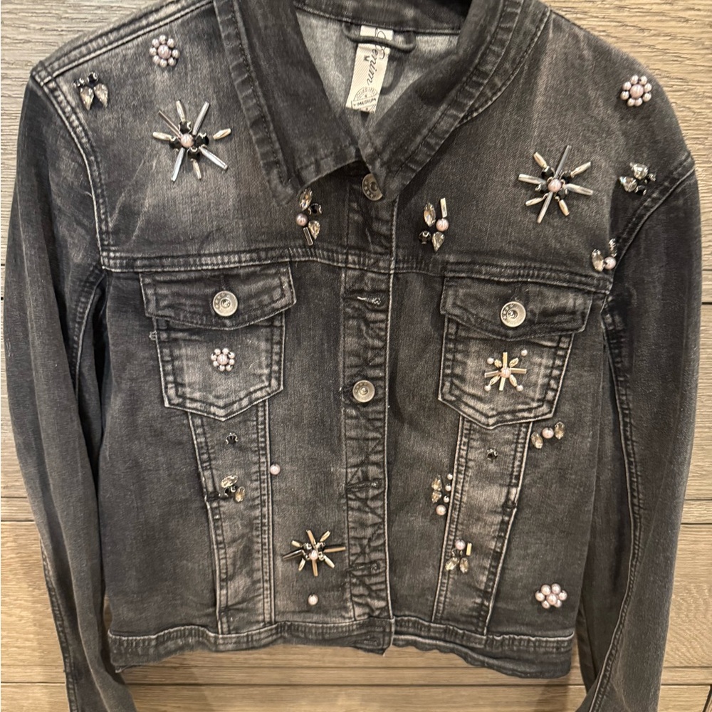 Embellished Black Denim Jacket